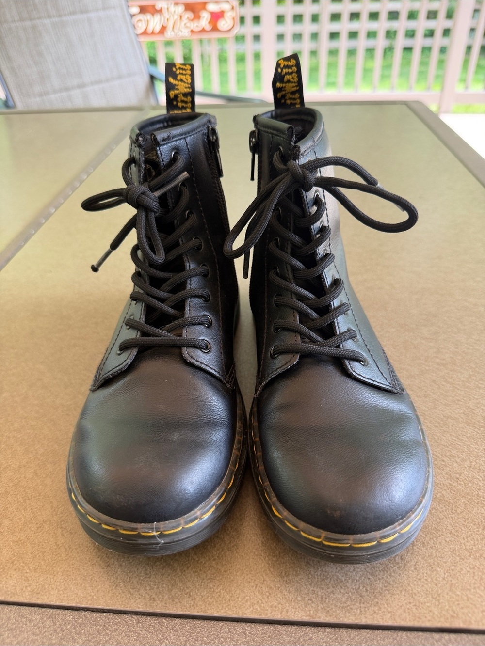 Dr. Martens Zavala J Black Combat Boots Youth US 3 EU 34 Side Zip Lace Up